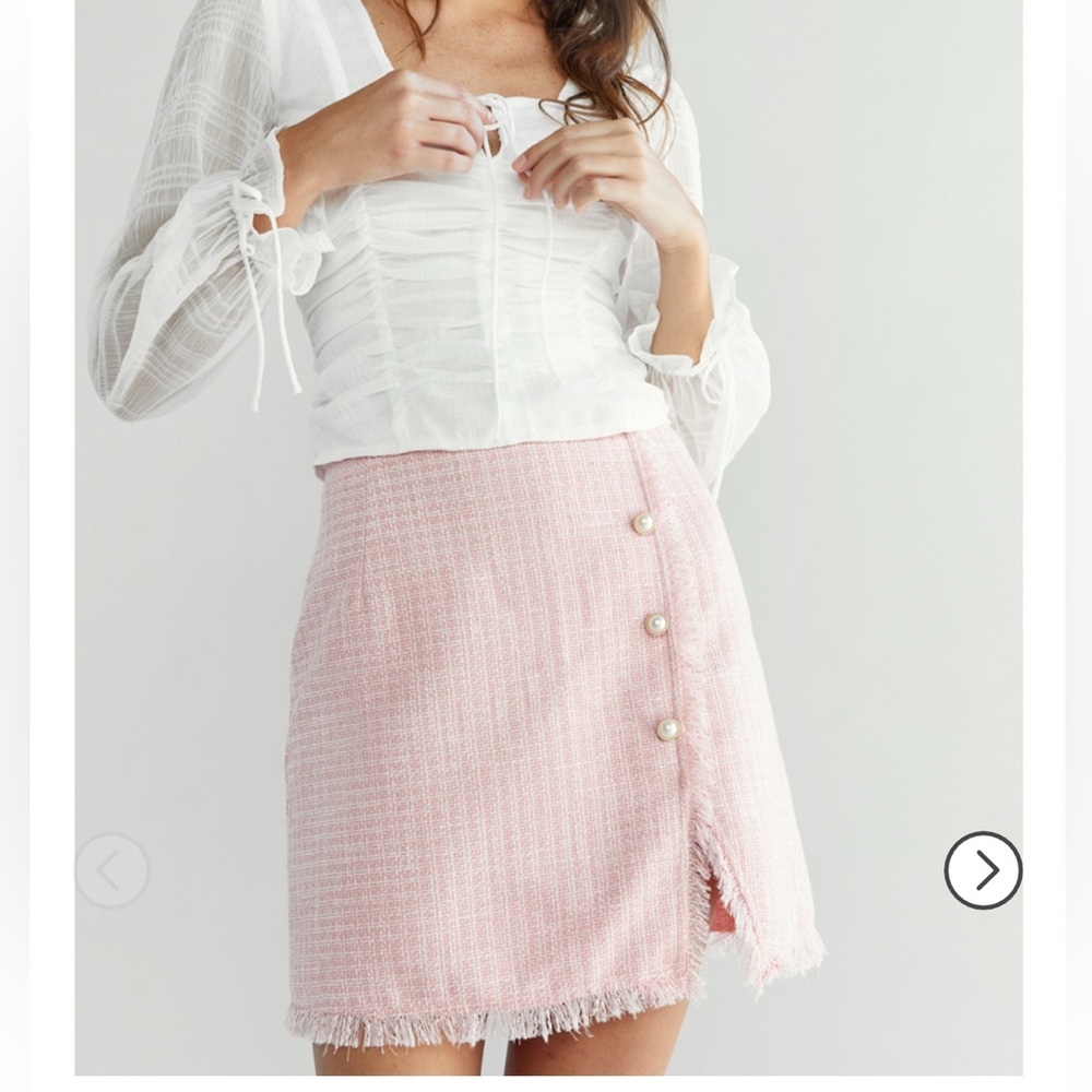 Francesca’s blue rain tweed mini skirt